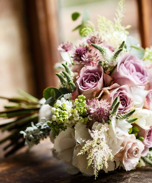 Bridal-Bouquet-vintage-roses-lilac-bydrangea-astilbe-Larkspur-Floral-Design-Florist-Cambridge-UK