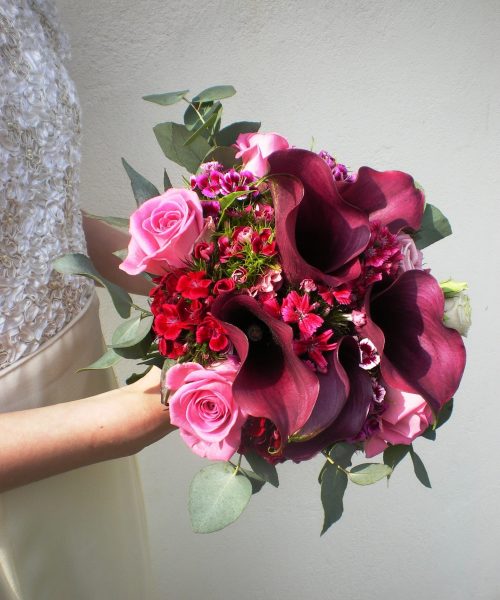 Modern-Bridal-Bouquet-Burgundy-Calla-Larkspur-Floral-Design-Cambridge-UK