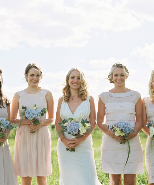 South-Farm-bride-&-maid-bouquets-powder-blue-pink-Larkspur-Floral-Design-Florist-Cambridge-UK