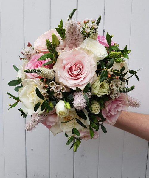 classic bridal bouquet rose dusky pink